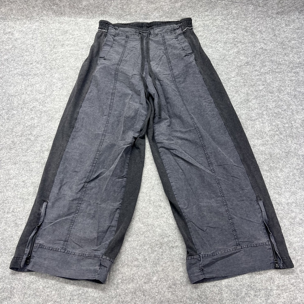 Daily Practice Sweatpants Womens Medium Gray Wide Leg Knit Zip Hem Lounge Yoga